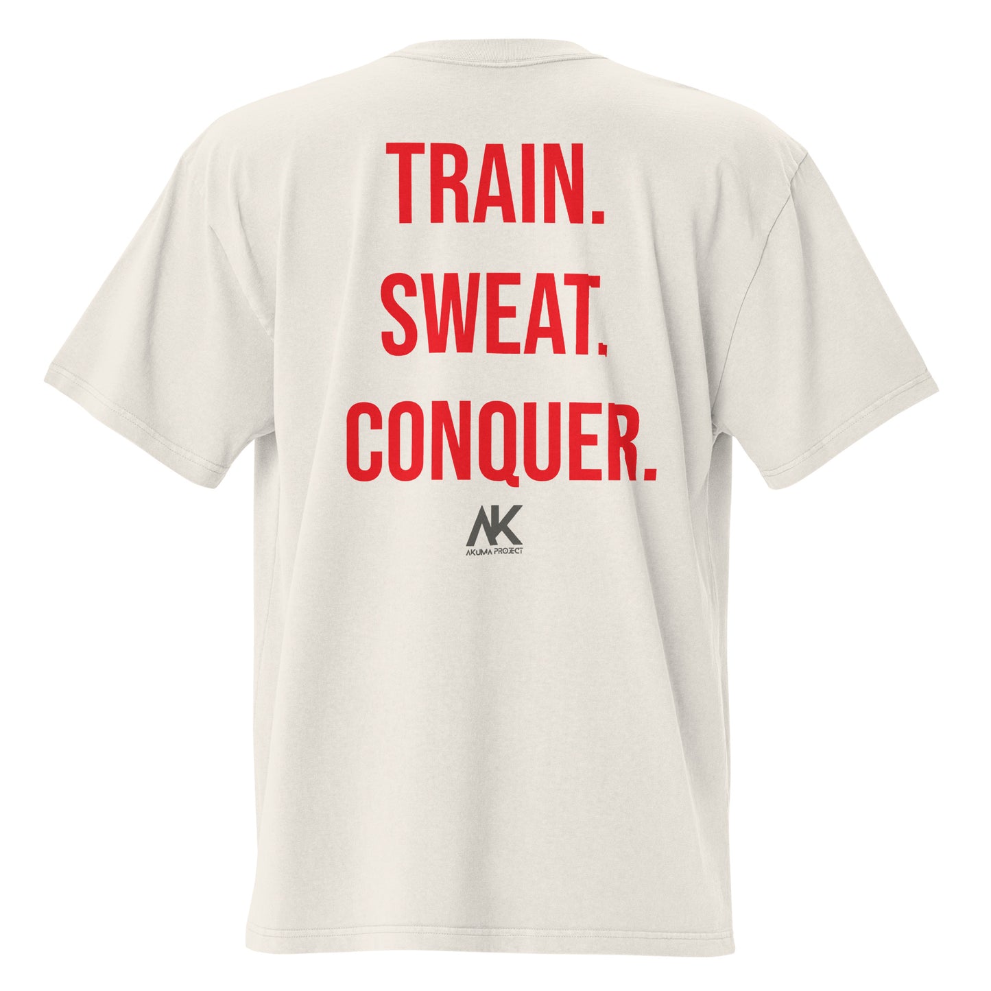 AKUMA PROJECT Oversized faded t-shirt "Train. Sweat. Conquer"